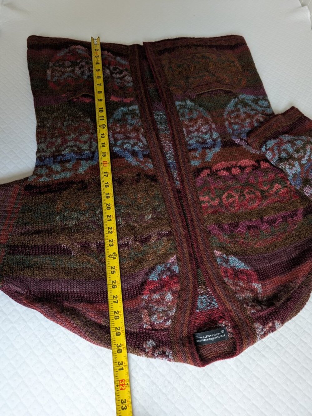 Peruvian Connection Kaffe Fassett Alpaca Handknit Open Cardigan Brown, XL boho - Picture 11 of 16